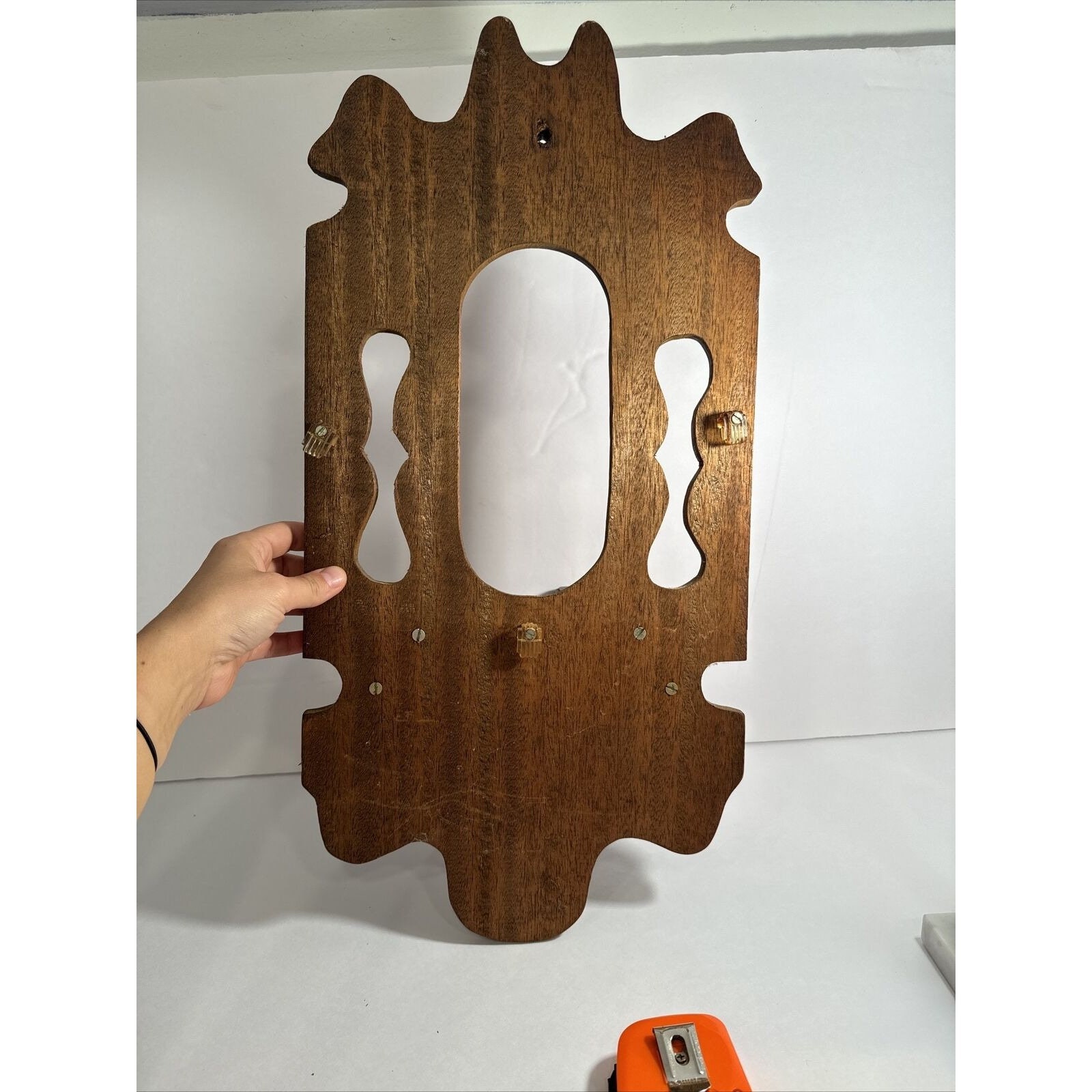 Vintage Rustic Wooden Oil Lamp Holder Wall Hanger Brown Ornate Etsy