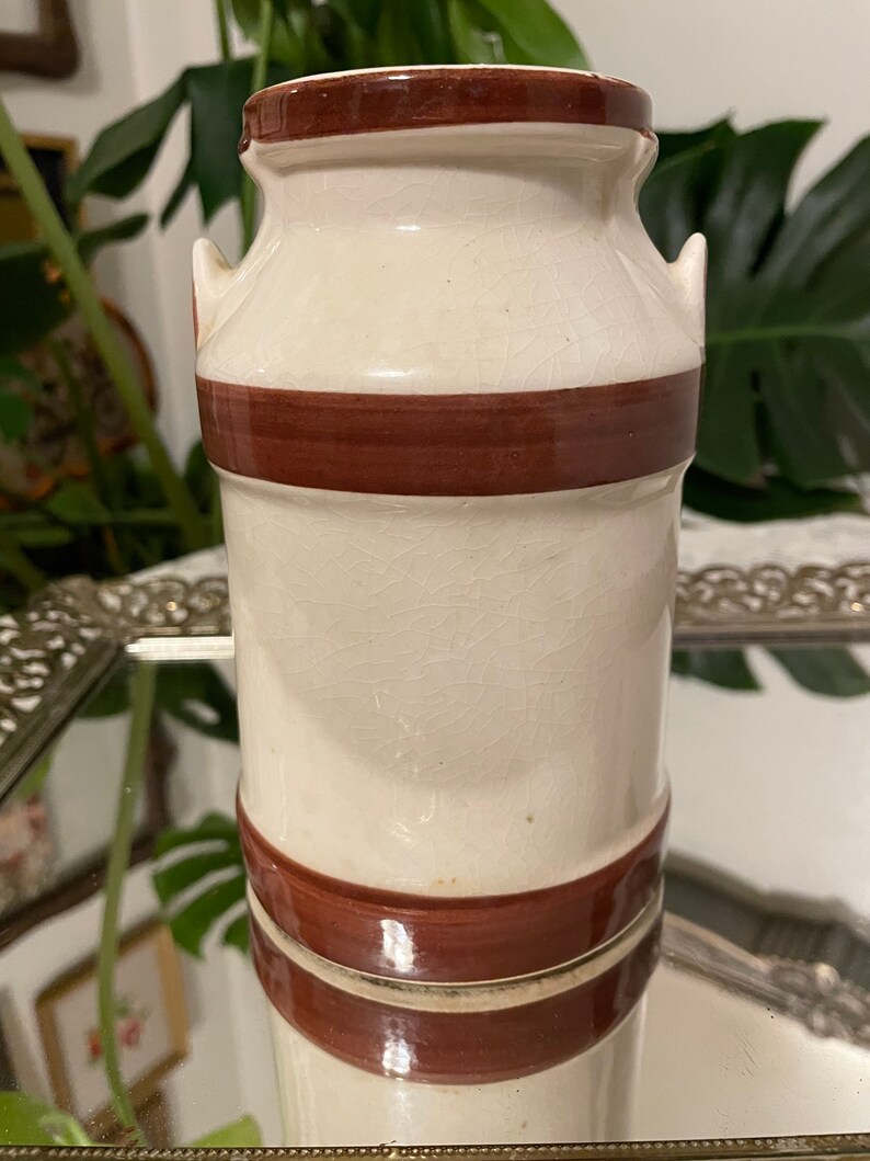 Vintage Ceramic Milk Jug Vase Crock Country Farm Decor Etsy