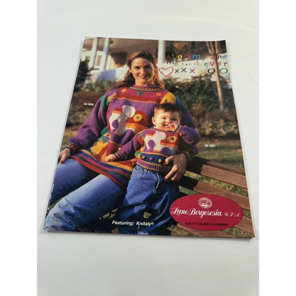 Lane Borgosesia Vintage Mommy And Me 4 Ever Matching Knitting Pattern Booklet- Matching Toddler Mom Clothes Patterns Sweaters