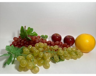 Lot Faux Fruit 5 Piece Artificial Table Decor Fake Apple Grape Grapefruit