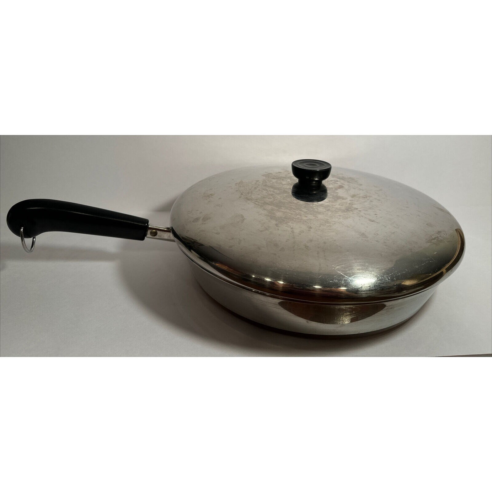 Revere Ware 12 Inch Skillet Fry Pan Tri-Ply Disc Bottom Lid Stainless Steel