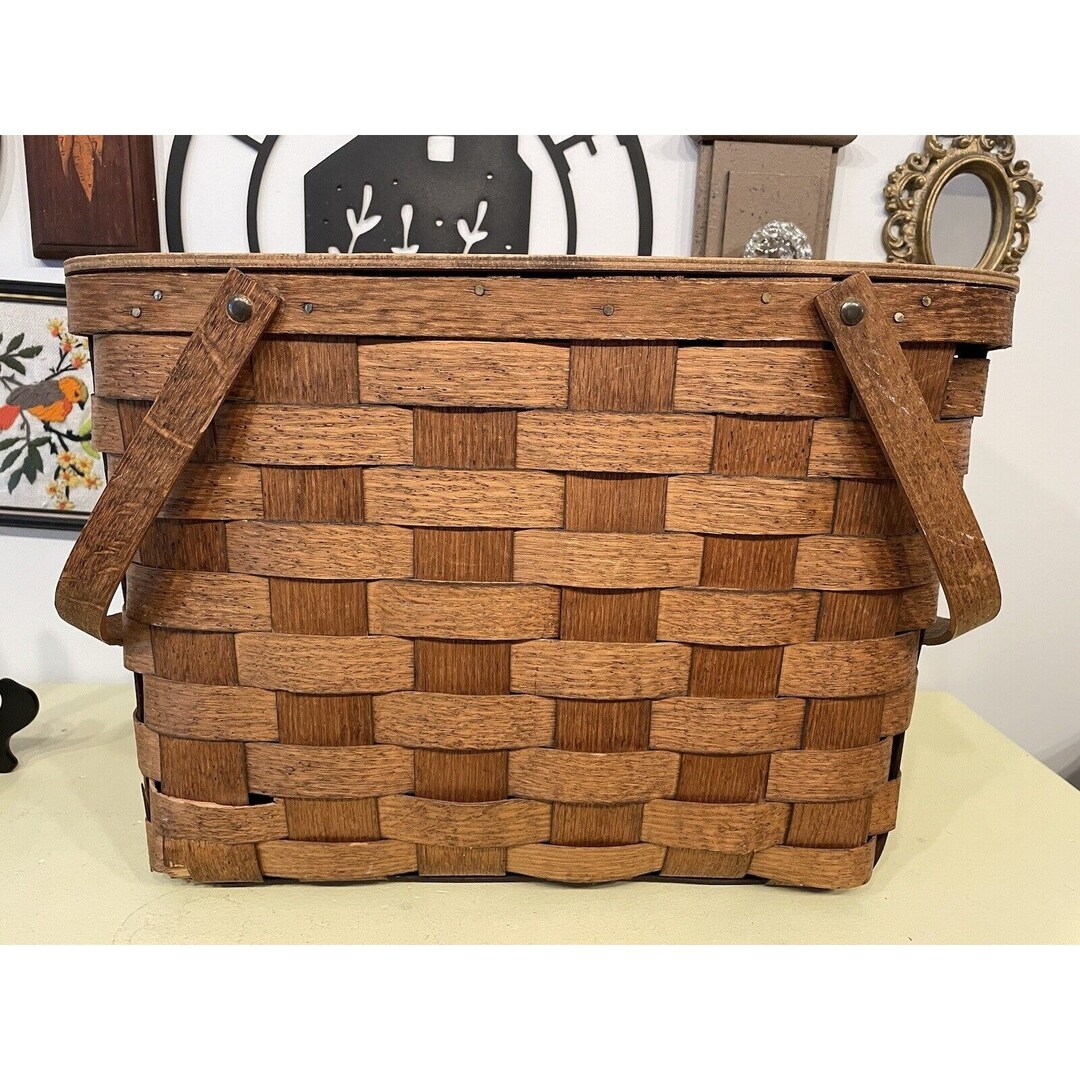 Vtg Picnic Basket From Basket Ville Putney Vermont Basketville Etsy