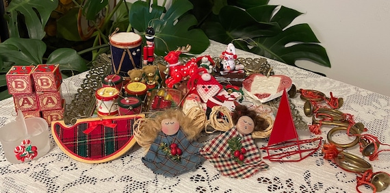 Vintage Lot Einzigartiger 70er 80er 90er Jahre Weihnachtsschmuck Russ Brand Toy Taiwan Holz Blöcke Trommeln Messing Waldhörner Spielzeug Soldaten Engel - Etsy Schweiz