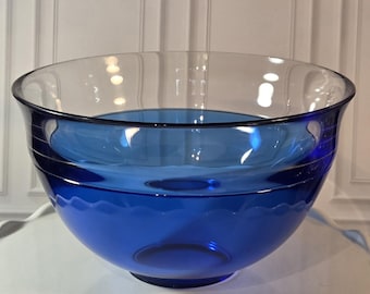 Cobalt Blue Art Glass Orrefors Crystal Neptunus Bowl Medium 7” Sweden MCM