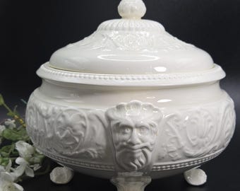 Wedgwood Patrician Ivory Cream Embossed Covered Vegetable Bowl