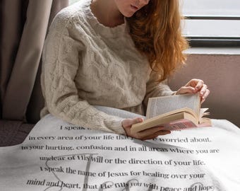 Prayer Blanket I Speak Jesus Over You Minky Blanket 50" x 60" Cozy Large Throw