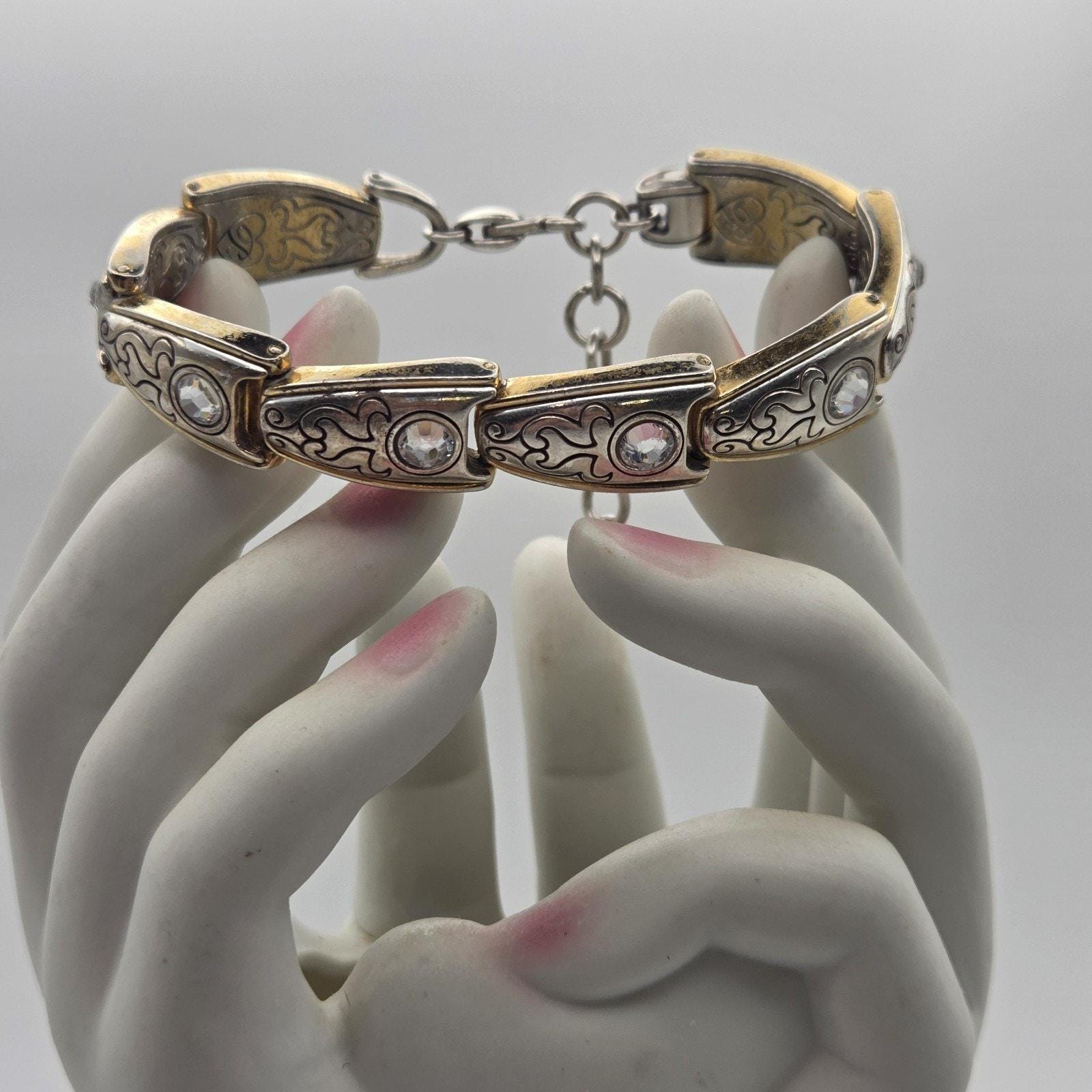 Retired Brighton “Starry Night “Black Rhinestone metal bangel Bracelet Enamel Bangle Clasp - Etsy main image 3
