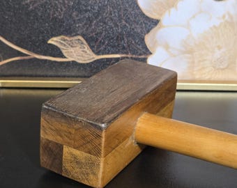 Antique Wooden Carpenter's Mallet 13" Primitive Created By World War 1 Veterans