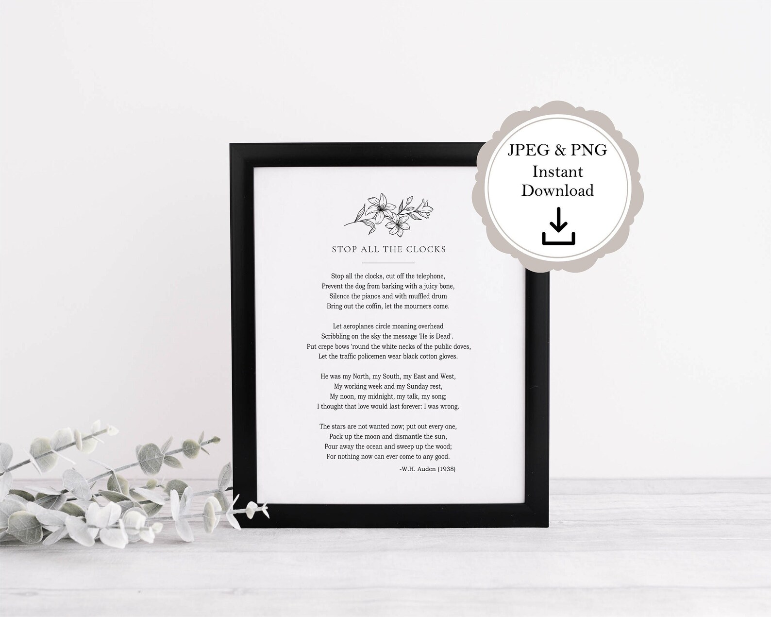 Stop All the Clocks Funeral Poem Four Weddings and a Funeral Program