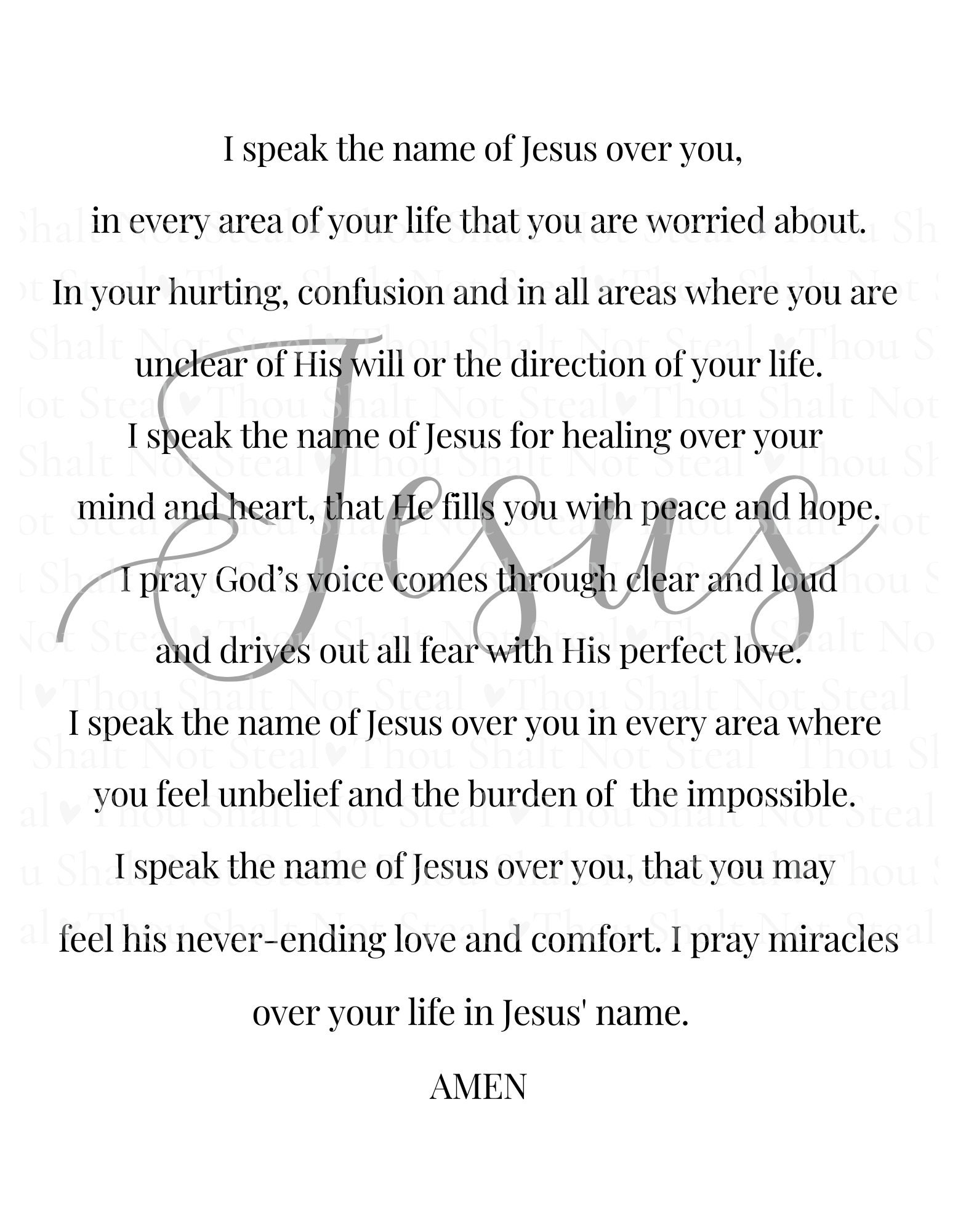 Prayer I Speak the Name of Jesus Over You PNG & JPG instant Etsy