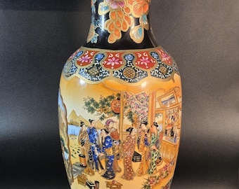 Satsuma Vintage Japanese Oriental Exquisite Intricate Vase 13.5" X 4.25" RARE