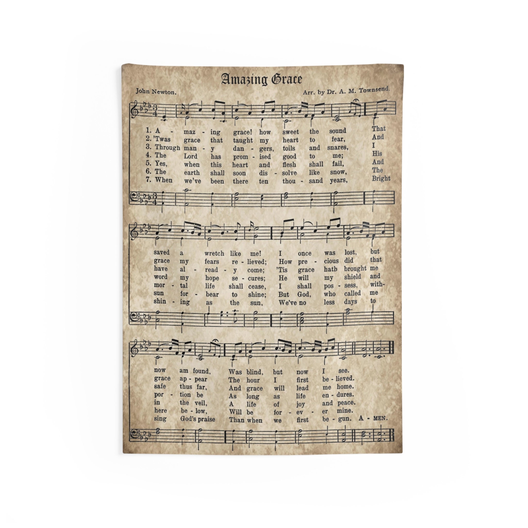 Amazing Grace Sheet Music Indoor Wall Tapestries Etsy