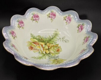 Antique MZ Austria Habsburg China porcelain large serving bowl