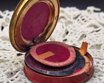 Duska Langlois Vintage Red And Gold Toned Compact With Mirror 1930’s Era