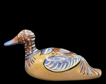 Large Vintage Tonala Mexico Mexican Folk Art Pottery Hand Made Duck Goose Bird