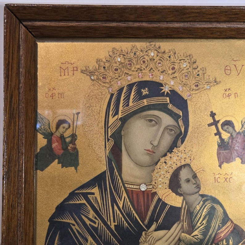 Our Lady of Perpetual Help Virgin Mary Religious Framed Gold Print 8" X ...