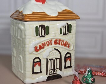 Vintage Woolworth Ceramic Christmas Candy Store Jar, Made in Japan