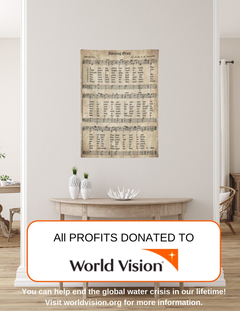 Amazing Grace Sheet Music Indoor Wall Tapestries Etsy