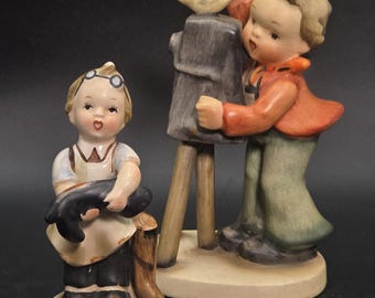Napco “Cameraman” With Bird On Camera & "Boots" Figurines Hummel Style (Japan)