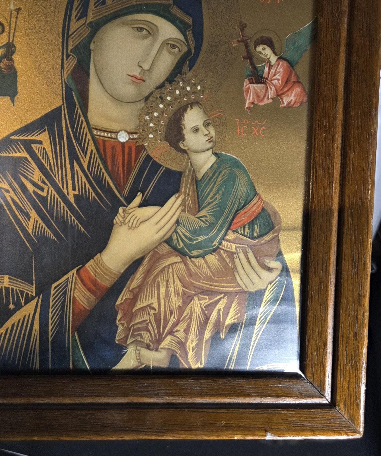 Our Lady of Perpetual Help Virgin Mary Religious Framed Gold Print 8" X ...