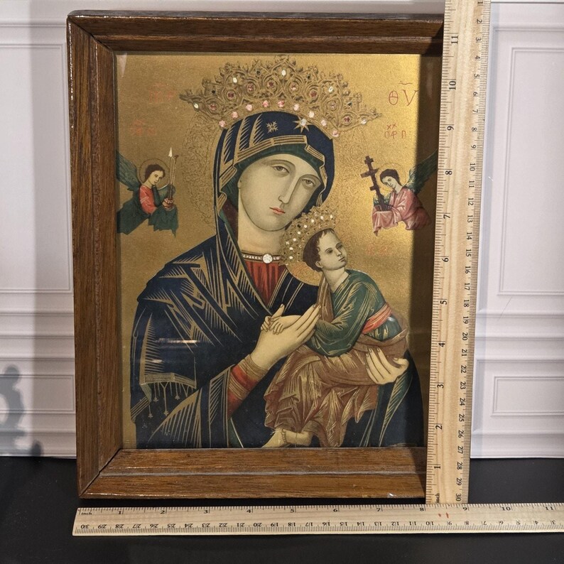 Our Lady of Perpetual Help Virgin Mary Religious Framed Gold Print 8" X ...