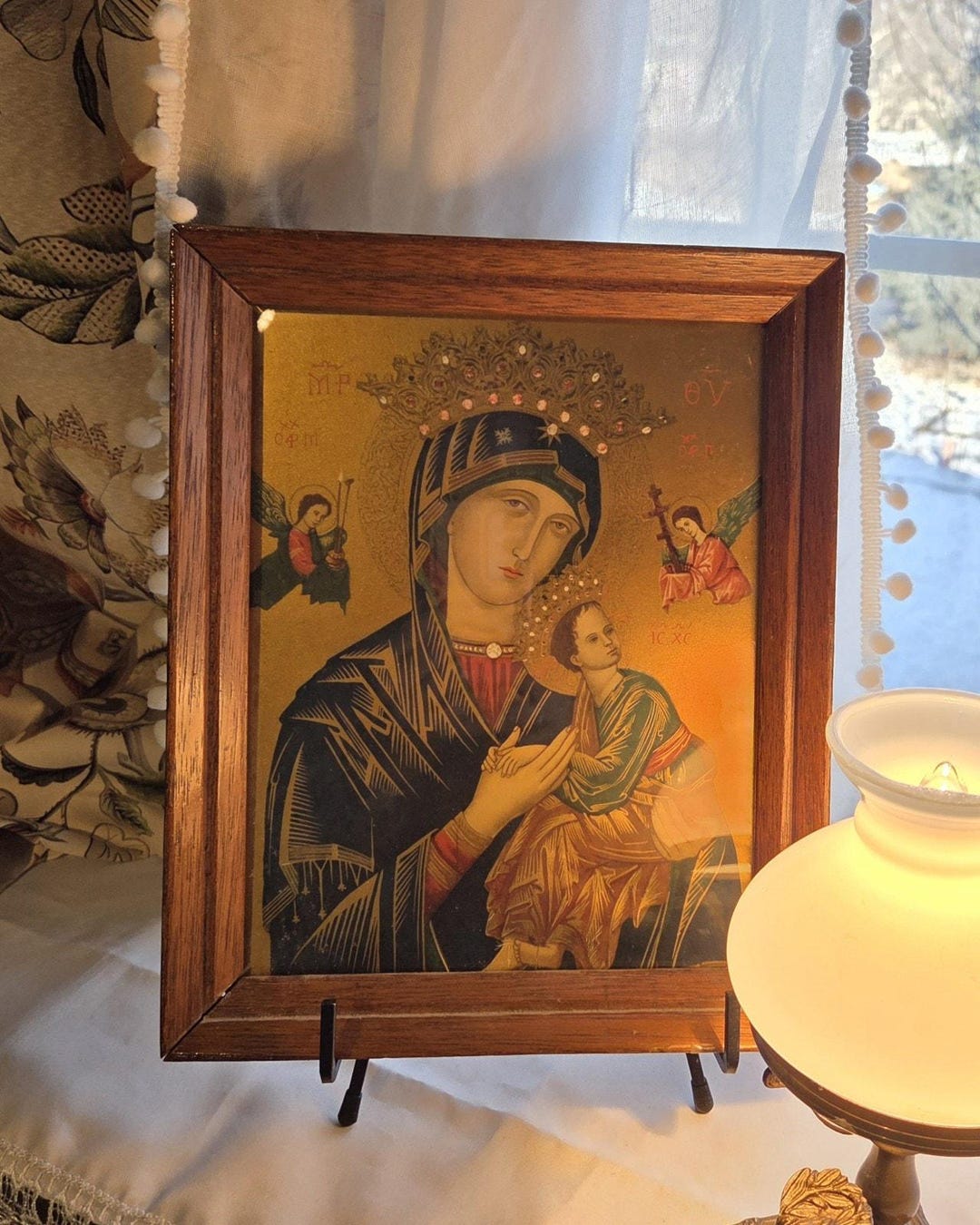 Our Lady of Perpetual Help Virgin Mary Religious Framed Gold Print 8" X ...