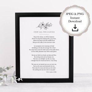 Detener todos los relojes Poema fúnebre Cuatro bodas y un funeral Inserto de programa ***DESCARGA DIGITAL INSTANTÁNEA***