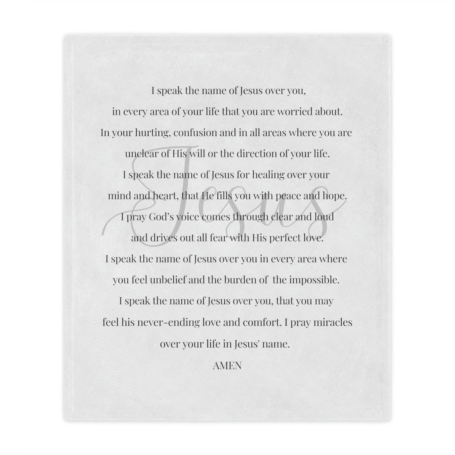 Prayer Blanket I Speak the Name of Jesus Over You Comfort Minky Blanket