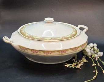 Vintage Edwin Knowles China Covered Casserole Dish 1900s Excellent Condition