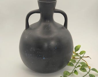 Vintage Japanese Meiji Patinated Bronze Metal Vase With Handles