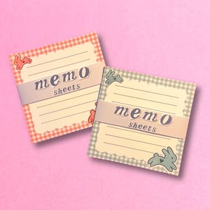 Cute Bunny Memo Sheets – Gingham Rabbit Stationery Paper, Kawaii Notepad for Journaling, Letters, Notes, Gifts, Cute Bunny Themed