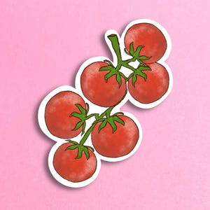 Tomato Vine Vinyl Sticker – Cute Fruit & Veggie Sticker, Farmer’s Market Aesthetic, Waterproof Laptop Sticker, Red Tomato Plant Decal