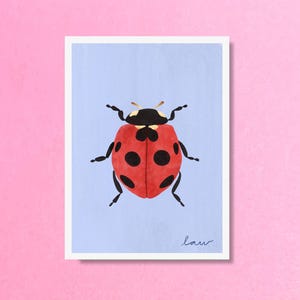Ladybug Watercolor Art Print – Whimsical Insect Wall Decor, Red Bug Nursery Print, Cute Nature Illustration, Minimalist Animal Artwork