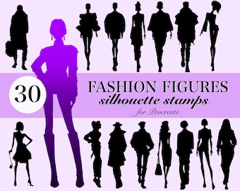 Moda Silueta Sellos Procrear Figura Personas Pinceles iPad Pasarela Hombre Mujeres Pintura Digital