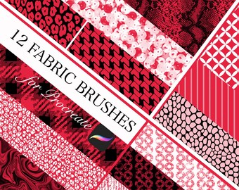 Conjunto de pincéis para tecido no Procreate, pincéis de textura têxtil para moda (download digital)