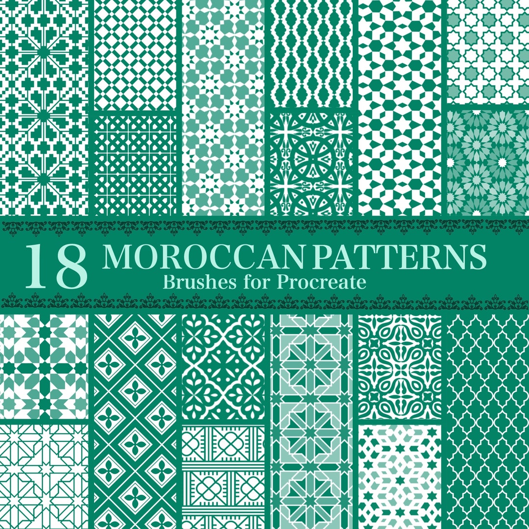 Moroccan Procreate Brush Set | 18 Seamless Arabic Tile Patterns ...