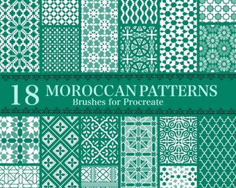 Moroccan Procreate Brush Set | 18 Seamless Arabic Tile Patterns (Digital Download)