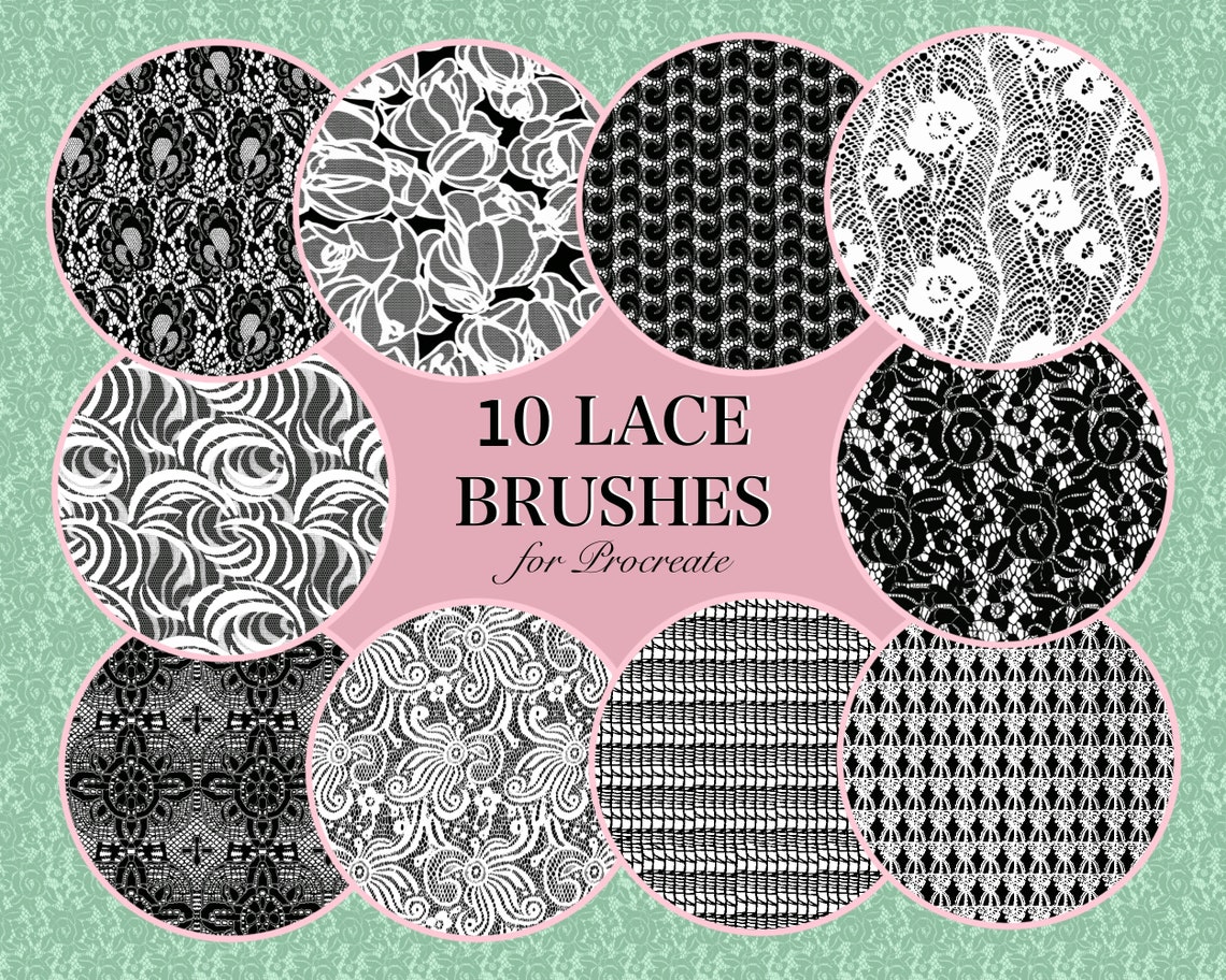 10 Lace Brushes for Procreate, Procreate Lace Brushes, Lace Procreate