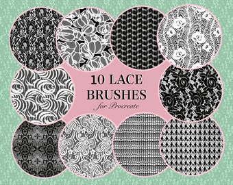 Lace Procreate Brushes, Seamless Fashion Design (Digital Download)