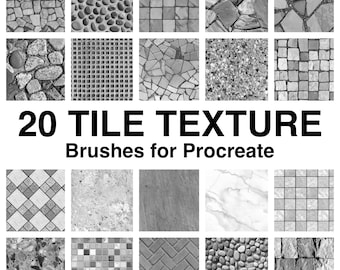 20 pinceles de textura de mosaico sin costuras para Procreate (archivo .brushset)