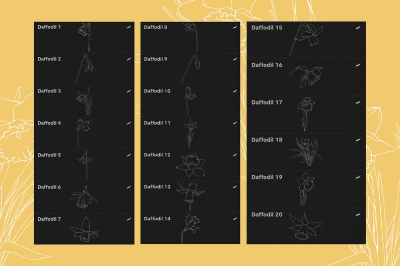 Daffodil Stamps Daffodil Procreate Daffodil Brushes Daffodil iPad ...