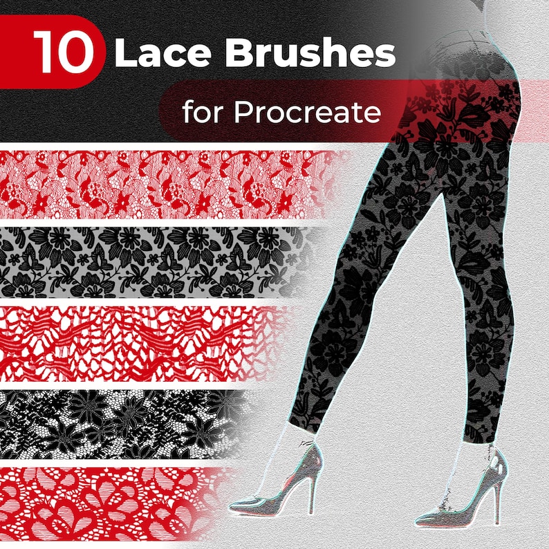 10 spets sömlösa mönsterpenslar för Procreate (digital nedladdning) bild 1