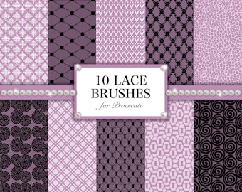 Lace Brushes for Procreate, Seamless Pattern Brush Set (Digital Download)