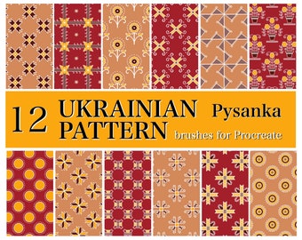 Pinceles con diseño de Pysanka ucraniana para Procreate (descarga digital)