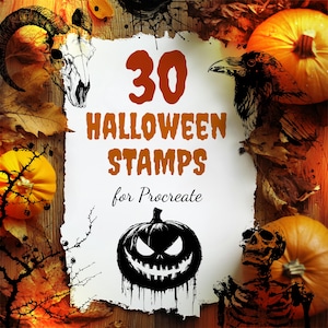 Halloween Procreate Postzegels Griezelige Borstels iPad Enge Postzegels iPad Horrorpostzegels iPad Pompoen Procreate Happy Halloween iPad