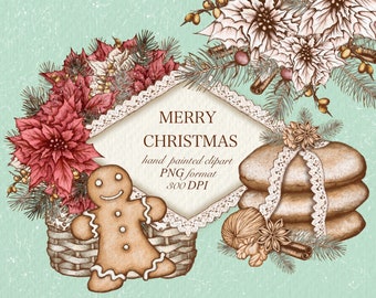Imágenes prediseñadas PNG de Navidad, ilustraciones de Año Nuevo, marcos (300 ppp)