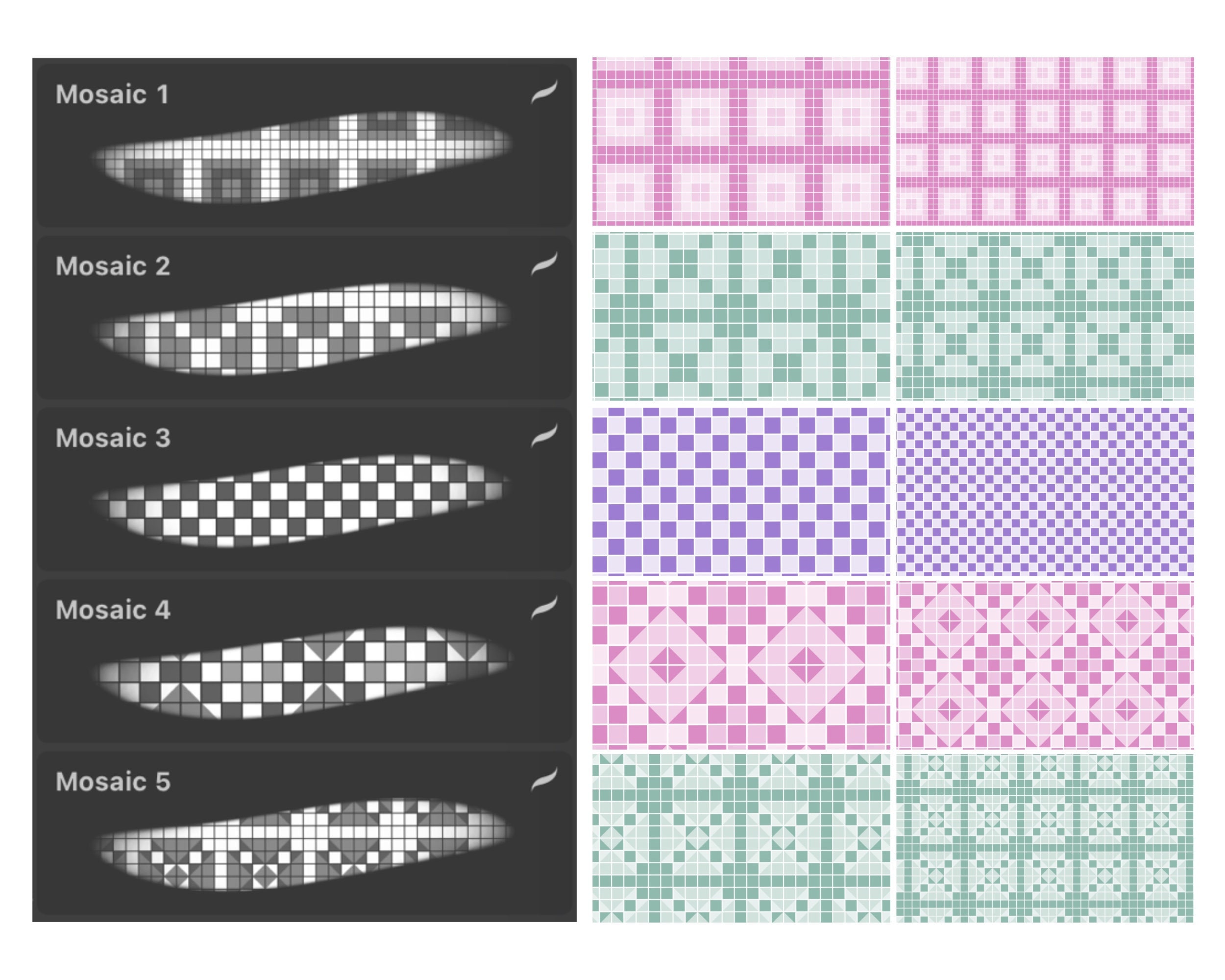 Procreate Tileable Mosaic Tile Procreate Brushes, Interior Pattern, Seamless Texture ...