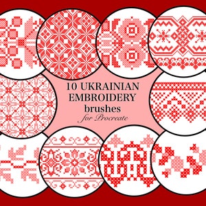 10 Ukrainian Embroidery Brushes Procreate Ukraine National Pattern Ukraine IPad Drawing
