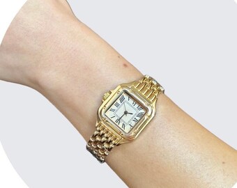 Reloj de pulsera de mujer de oro, reloj de mujer vintage, relojes de amor para mujeres, reloj de números romanos, reloj ajustable para uso diario, presente para ella