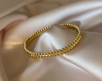 Brazalete de plata y chapado en oro de 14K, brazalete Clash, brazalete de acero inoxidable, joyería de brazalete impermeable, brazalete de púas, regalo para ella
